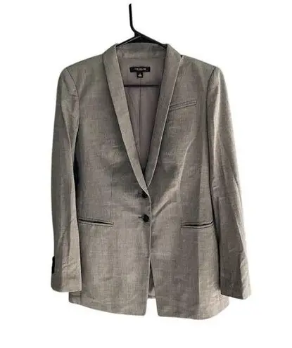 Ann Taylor Women's Gray Blazer Size 0 Single-Breasted One-Button Jacket
