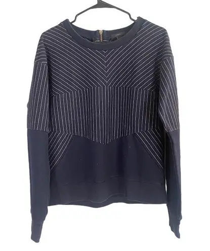 J.Crew  Navy Blue Striped Cozy Cotton Blend Sweatshirt Women Sz L