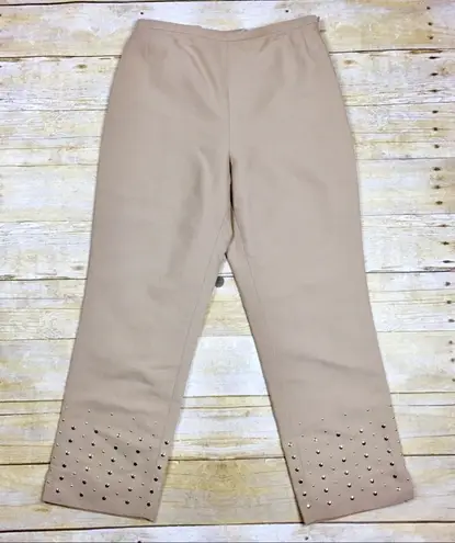 Mondi Studded Embellished High Rise Cropped Pants Tan Womens Size 2