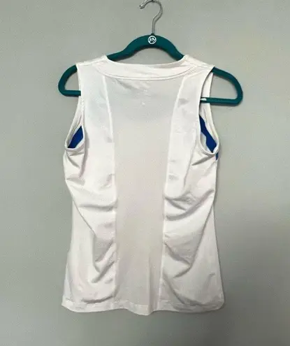 Nike  Tennis Dri Fit White Blue Sleeveless Workout Tank Top Shirt Size L