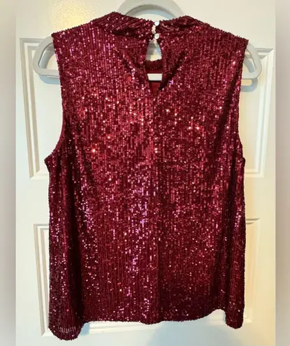 Calvin Klein  Burgandy Sequined Sleeveless Top
Size Large