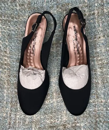 Walking Cradles Women's Jolly Dress Pump in Black Micro Size 8.5