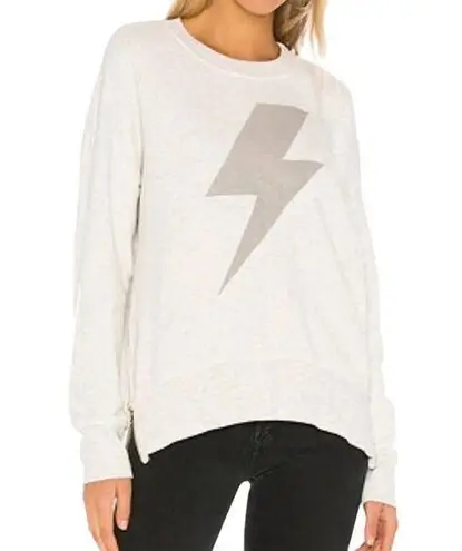 Sundry Women's Gray Lightning Bolt Double Zip Oversized Sweatshirt Size M Casual