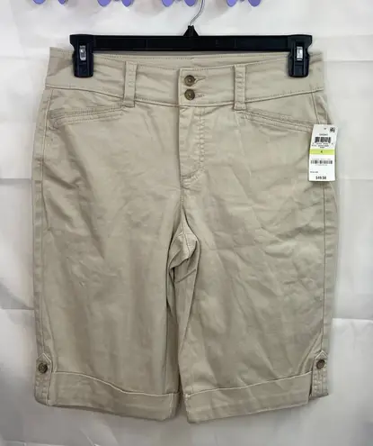 Charter Club NEW women's sand tan cuffed stretch cotton modest shorts casual 4