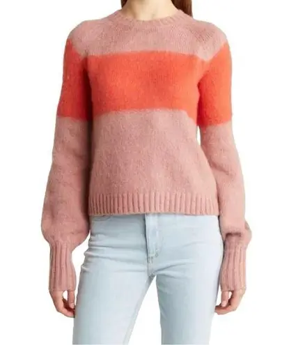 ALLSAINTS NEW All Saints Lou Uno Jumper Stripe Colorblock Crewneck Fuzzy Sweater Large