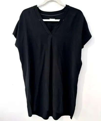 Vince  100% silk black mini dress tunic shirt size small v-neck short sleeve