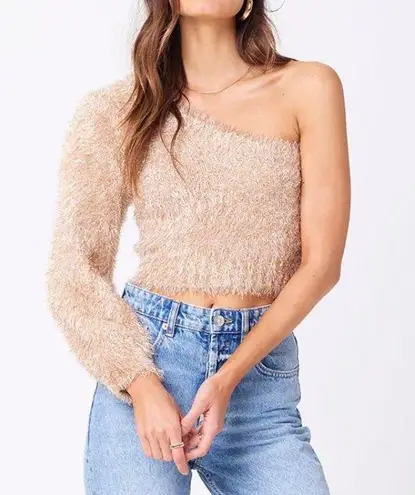 Saltwater Luxe NEW Women’s Ronan Sweater One Shoulder in Gold Shimmer Approx XS
