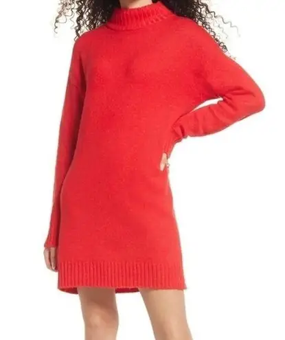 BP  Shimmering RED Turtleneck Sweater Dress Long Sleeve Knit NWT XS