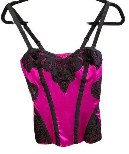 Bebe  Seductive Silky Bustier Y2K Black + Purple Corset NWT XXS