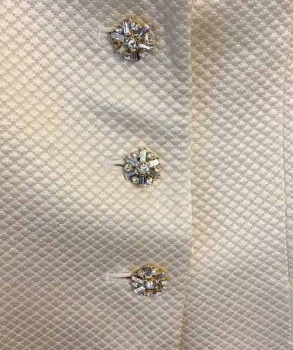 Vintage Wool & Silk Textured Ivory Blazer Suit Size 4