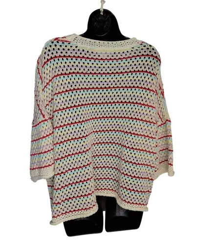 Haptics By Holly Harper 3X Multicolor Crochet Knit Sweater