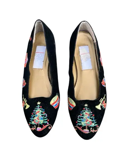 Vintage 1990’s Rate velvet Christmas loafers Black Size 7.5