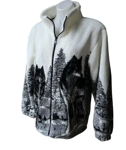 Vintage Glacier Gear Outdoor Faux Fur Zip Front Jacket, Sz M White Size M