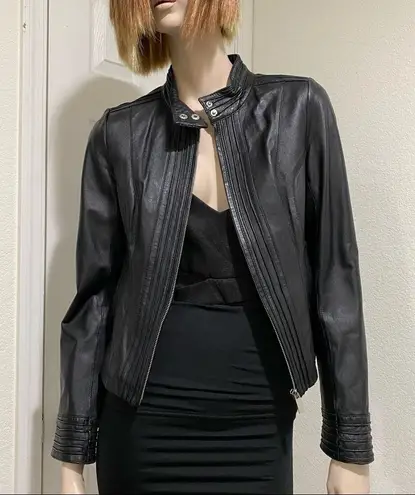 Arden B Black 100% Genuine Leather Moto Jacket S
