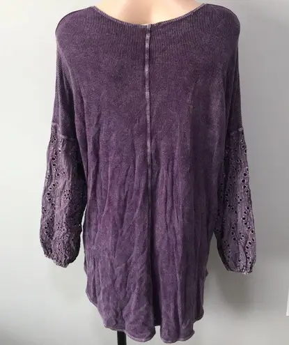 Hummingbird  Purple Waffle Thermal Washed Top