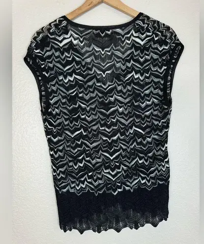 Missoni Vintage 2000’s V Neck Sleeveless Blouse size 44 US 8 Medium Black White