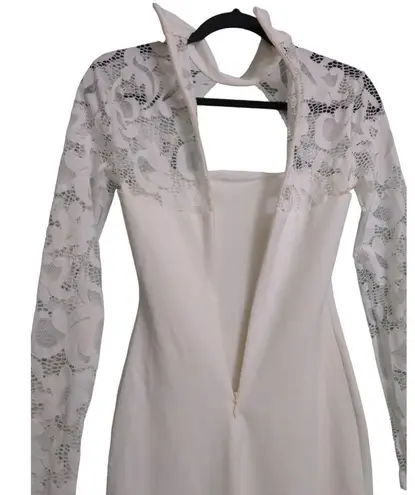Nookie Lady Lace Midi Dress Long Sleeve White Bodycon Back Zip Cutout S New