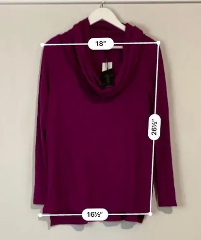 Gibson Look Women’s Fleece Convertible Neck Long Sleeve Pullover Purple Sz S NWT