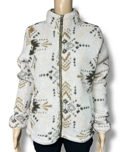 Avalanche Womens Full Zip Sherpa Fleece Jacket Sweatshirt Aztec Print Medium