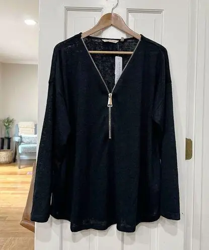 Soft Surroundings NWT! Women’s  Valentina Zip Sweater Black Size 2X