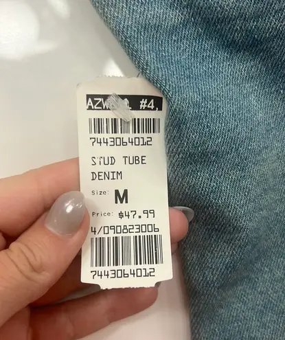 Azwell Denim Corset With Rhinestones