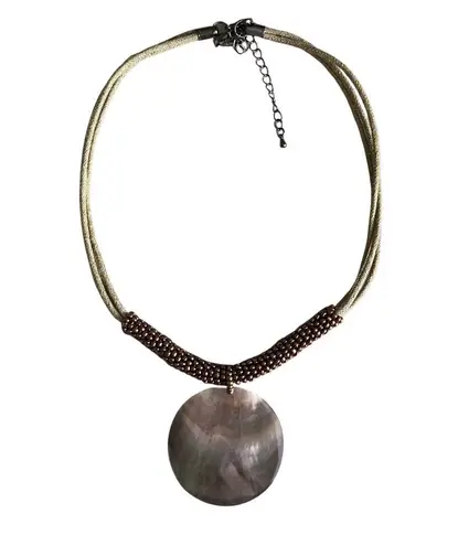 Lia Sophia Cord Beaded Necklace Shell Pendant Boho Vacation Cruise Y2K 15.5-19” - Image 5