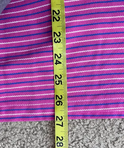 L.L.Bean Pink and Blue Striped  Polo Shirt M