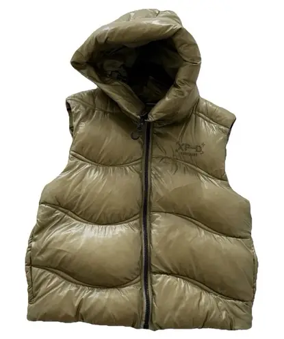 Superdry XPD Winter Khaki Hooded Puffer Vest Size 6