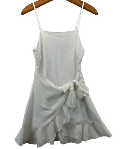 Altar'd State  Wrap Dress Sz S White Ruffled Spaghetti Strap Bow-Tie-Front Flirty