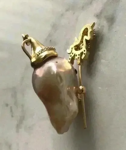 Baroque Pearl Little Monster Pendant With Moveable Wand