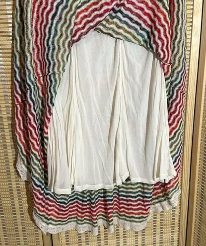 Nic+Zoe Heavy Wavy Striped Double Layered Maxi Skirt Linen Cotton XS