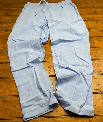 Light Blue Pajama Lounge Pants Elastic Waist Drawstring Pockets XL