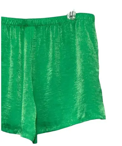 Abound  Shorts Women's L Green Elastic Waist High Rise Pull On Polyester New