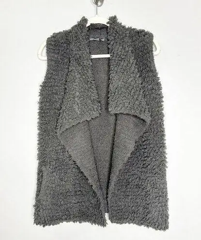 Barefoot Dreams Cozychic Gray Cozy Waterfall Open Vest Girls Size 12/14