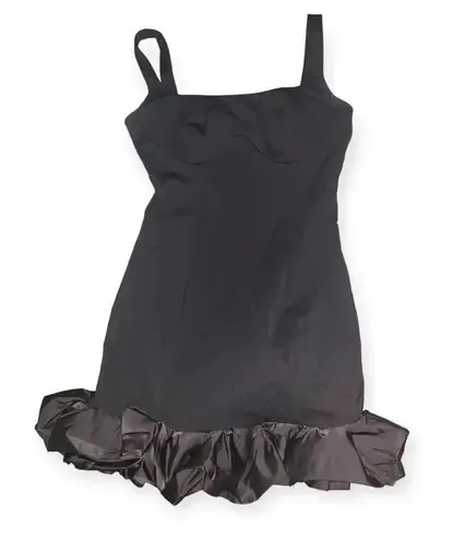 AEL Ruffle Square Neck Minidress Black Size XS