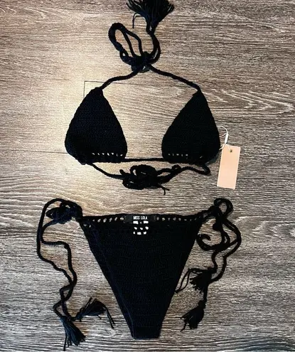 Miss Lola NWT Agua De Coco 3 Piece Crochet Bikini Set, Size Small