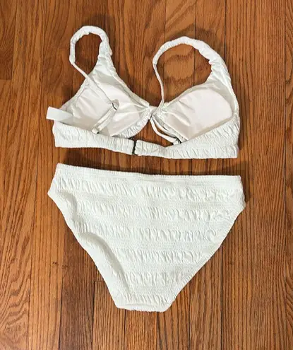 ANDIE Bikini Set Amor Top Bikini Bottom Sugar Smocked White size Small NWOT