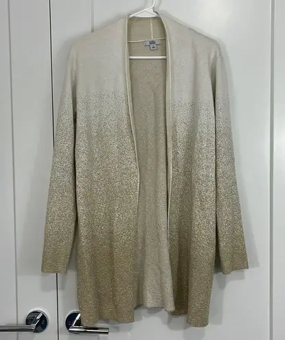 Croft & Barrow  Small White and Gold Metallic Ombré Cardigan Sweater