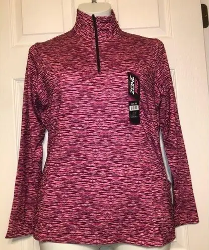 Zone Pro Sz M Womens Active Pullover 1/2 Zip Jacket Pink Spacedye NEW NWT