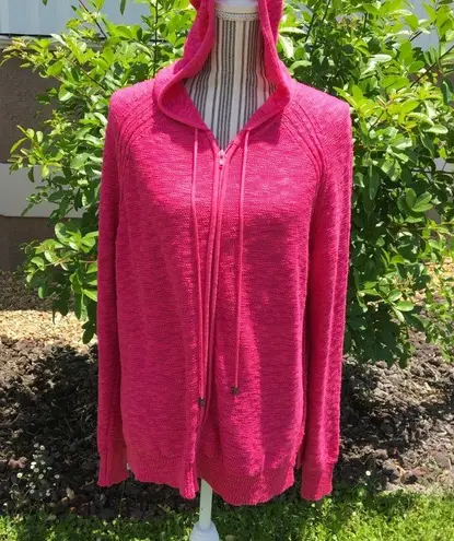 Ellen Tracy Rose color zipper XL Hooded Jacket