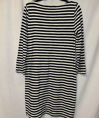 J.Crew  Size M Black & Shirt Striped Long Sleeve Midi Dress Women's Zip Front