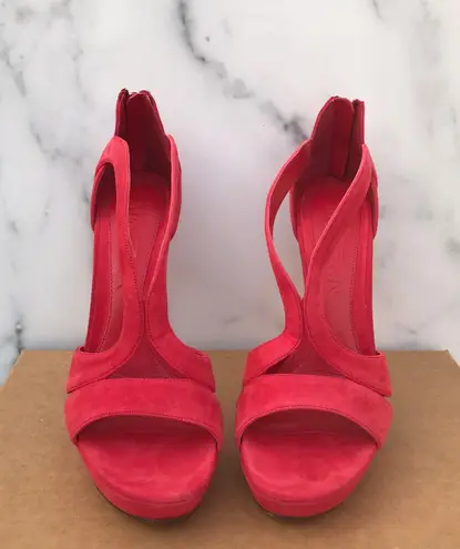Alexander McQueen Armadillo double arched red suede sandal IT 38 US 8