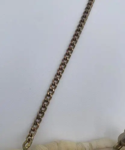 Vintage Cream Chiffon Fabric USA Clutch Evening Bag Gold Hardware Purse Orange