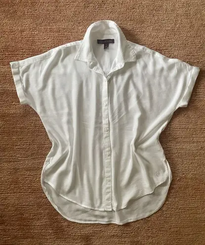 Gloria Vanderbilt White Button Front Blouse Dolman Short Sleeve Top Size M - Image 1