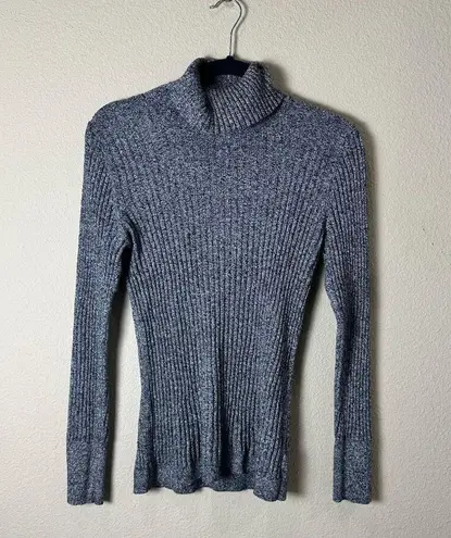 Merona Black & White Heathered Ribbed Turtleneck Sweater Top Size XL