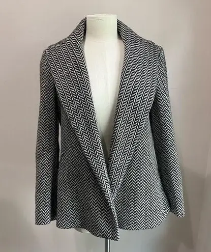 Anne Klein  Herringbone Virgin Wool Open Front Jacket Size 4