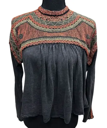Free People  Snow Bunny Embroidered Swing Top Women's‎ Size Small