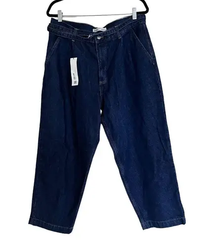 ZARA NWT ZARRA BLOGGERS FAV WIDE LEG SLOUCHY RELAX FIT HIGH WAISTED BELTED JEANS