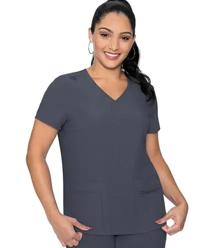 MED COUTURE Women's Knit Back Scrub Top in Gray Pewter Size M
