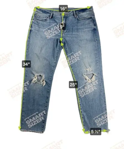 Frame Denim Le Garçon Crop Jeans Light Wash Distressed Knees Raw Hem Size 30